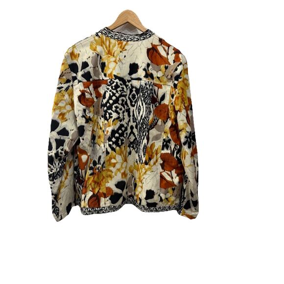 Chico’s Womens Bold Floral Print Jacket Size 2 (L) Fall Autumn Colors Boho Artsy - Picture 3 of 8